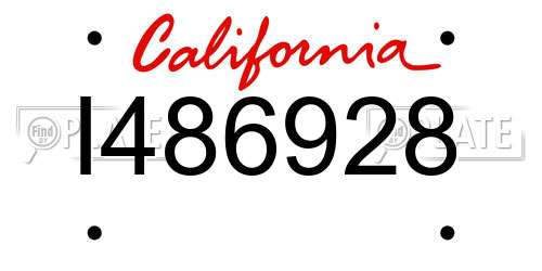I486928 California License Plate