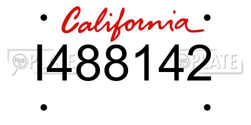 I488142 California License Plate