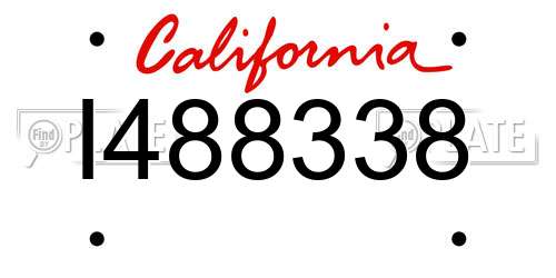 I488338 California License Plate