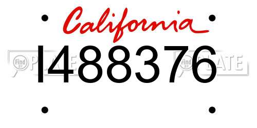 I488376 California License Plate
