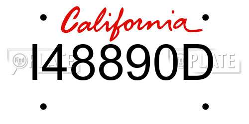 I48890D California License Plate