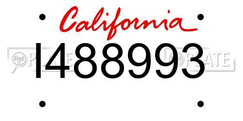 I488993 California License Plate