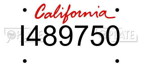 I489750 California License Plate