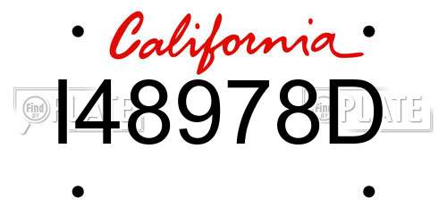 I48978D California License Plate