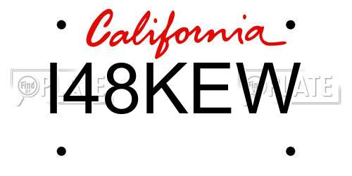 I48KEW California License Plate