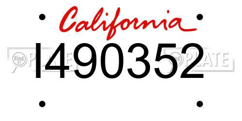 I490352 California License Plate