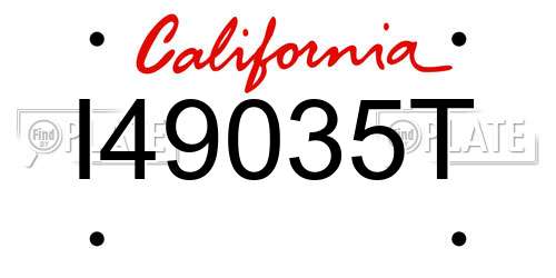 I49035T California License Plate