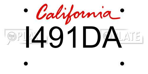 I491DA California License Plate