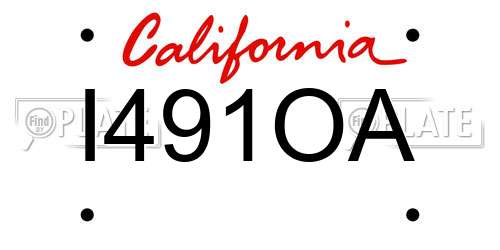 I491OA California License Plate