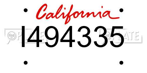 I494335 California License Plate