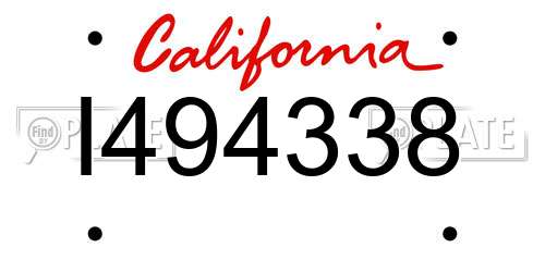I494338 California License Plate