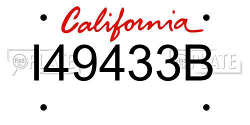 I49433B California License Plate