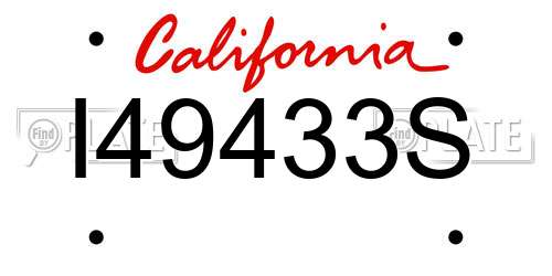 I49433S California License Plate
