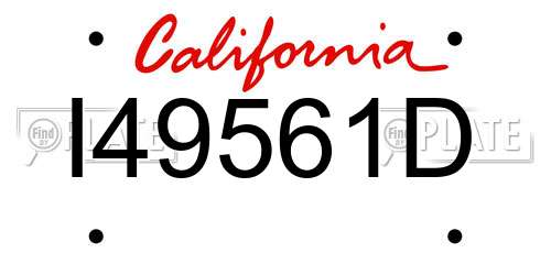 I49561D California License Plate