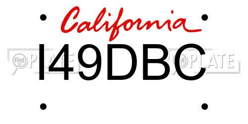 I49DBC California License Plate