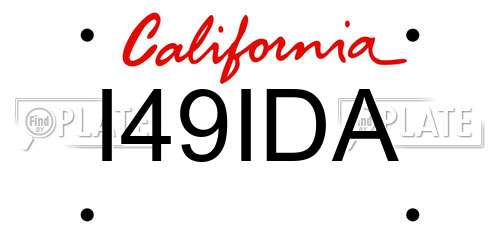 I49IDA California License Plate