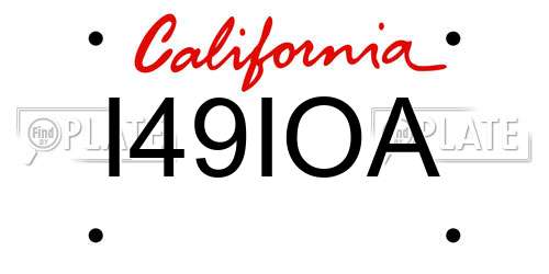 I49IOA California License Plate