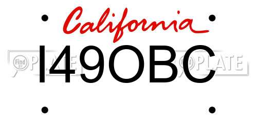 I49OBC California License Plate