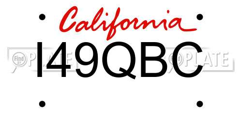 I49QBC California License Plate