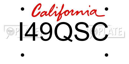 I49QSC California License Plate