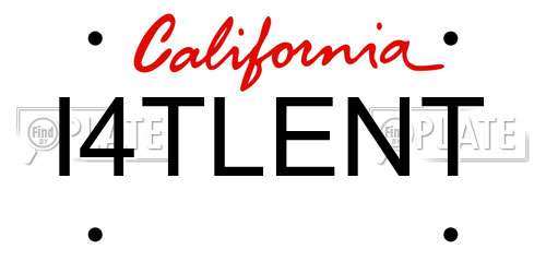 I4TLENT California License Plate