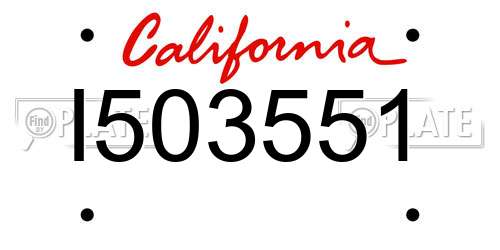 I503551 California License Plate