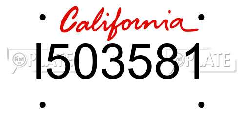 I503581 California License Plate