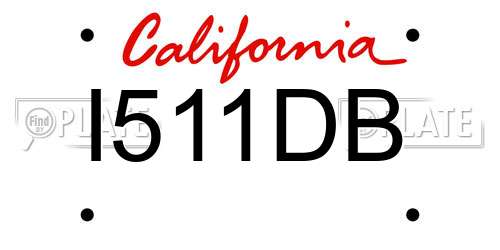 I511DB California License Plate