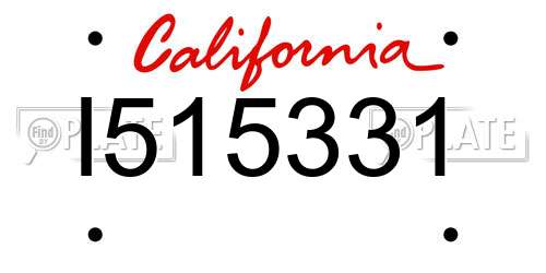 I515331 California License Plate