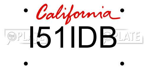 I51IDB California License Plate