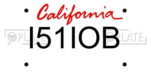 I51IOB California License Plate