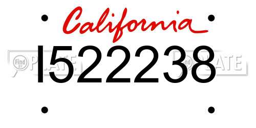I522238 California License Plate