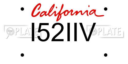 I52IIV California License Plate
