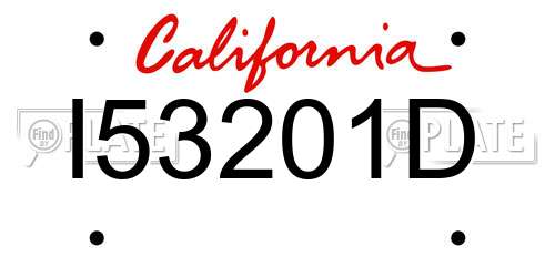 I53201D California License Plate