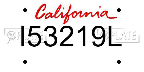 I53219L California License Plate