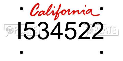 I534522 California License Plate