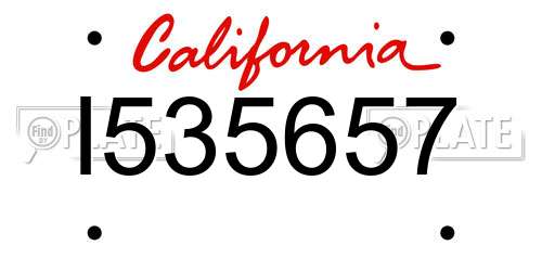 I535657 California License Plate