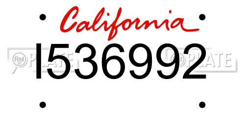 I536992 California License Plate