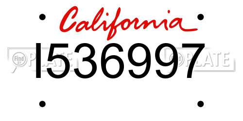 I536997 California License Plate