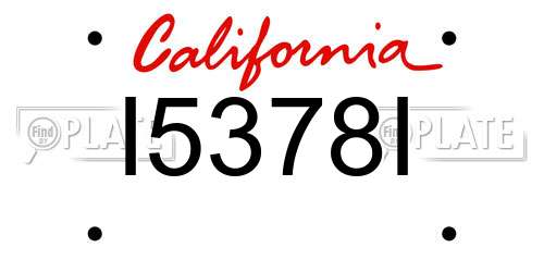 I5378I California License Plate