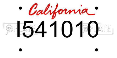 I541010 California License Plate