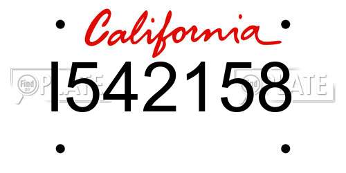 I542158 California License Plate