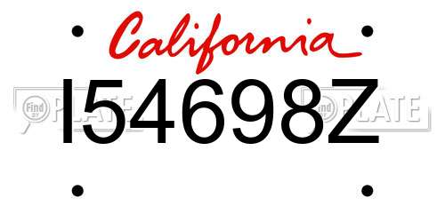 I54698Z California License Plate