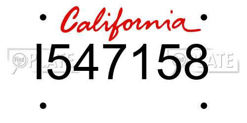 I547158 California License Plate