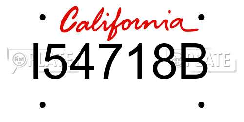 I54718B California License Plate
