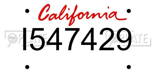 I547429 California License Plate