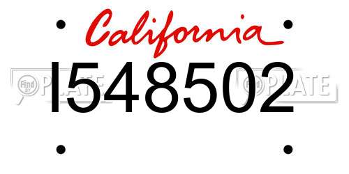 I548502 California License Plate