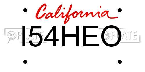 I54HEO California License Plate