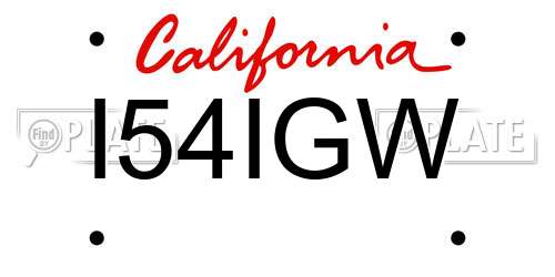 I54IGW California License Plate