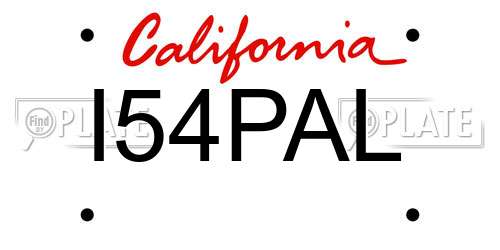 I54PAL California License Plate